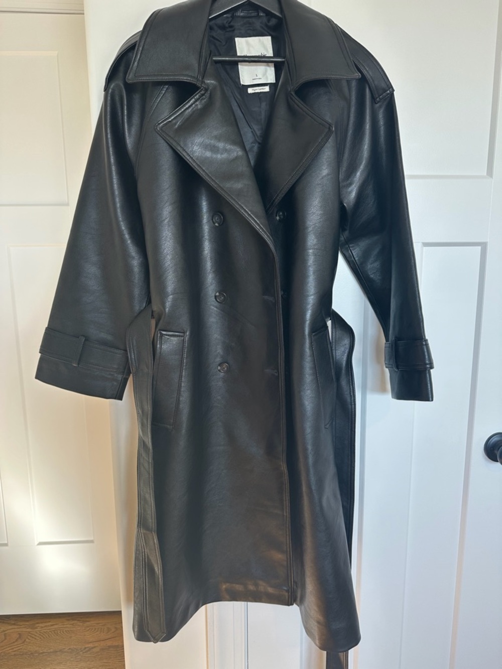Abercrombie Black Leather Trench Coat - Women